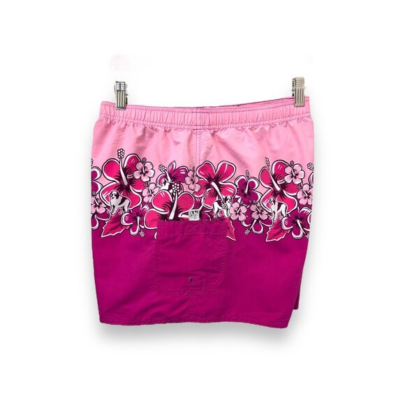 Big Dogs Mens Pink Floral Logo Mascot Unlined Board Short Swim Trunks X Large - Picture 3 of 8